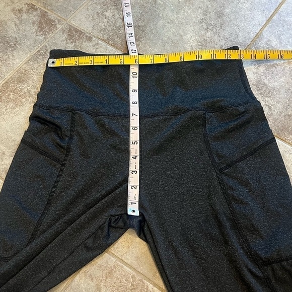 NEW High Rise Contrast Stitching Leggings Pockets Medium Pull On Stretchy black - Picture 8 of 11